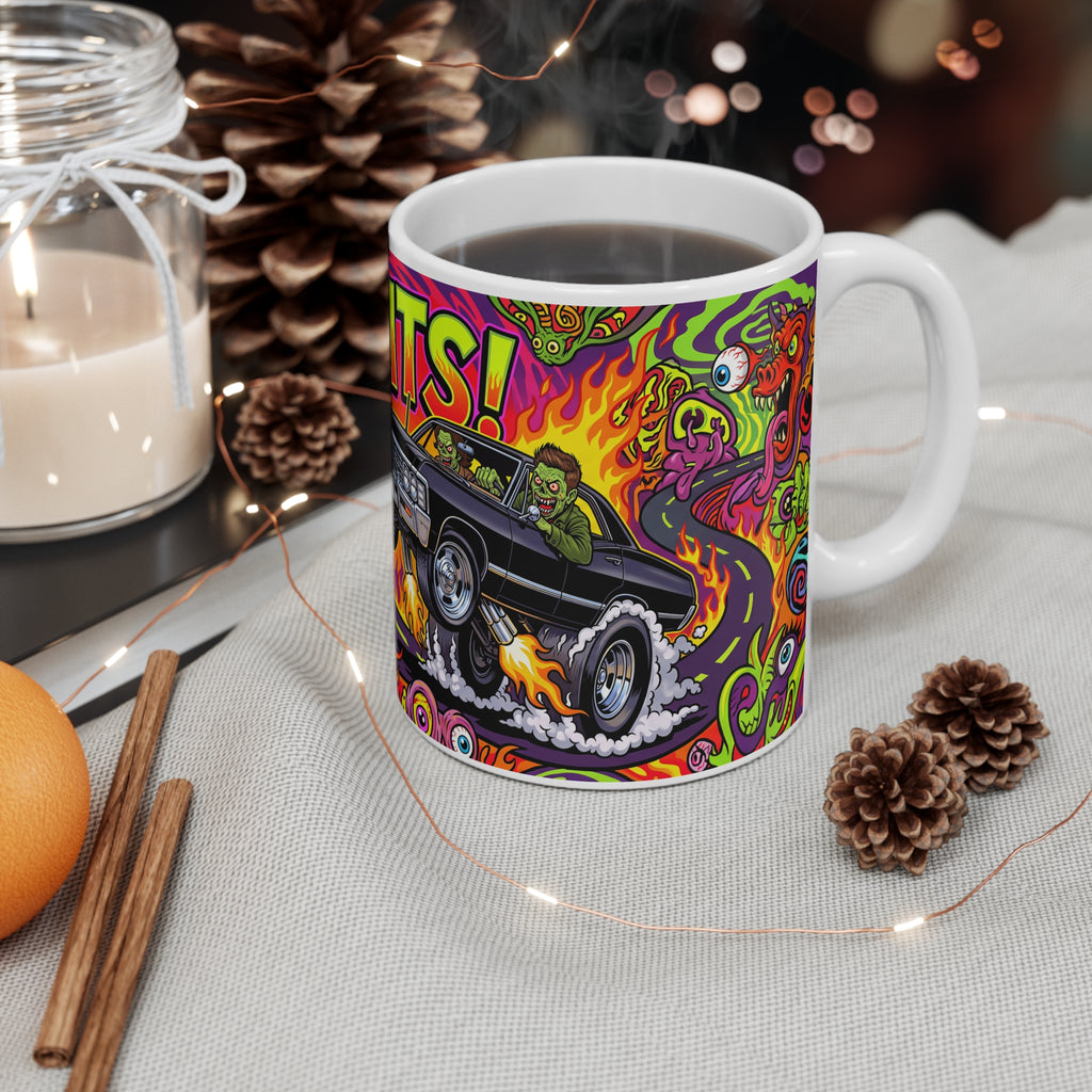 Inspired by Supernatural, IDJITS! Monster Rods Garage Coffee Mug —11oz