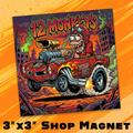 12 Monkey's 3x3 Premium Vinyl Magnet, Single
