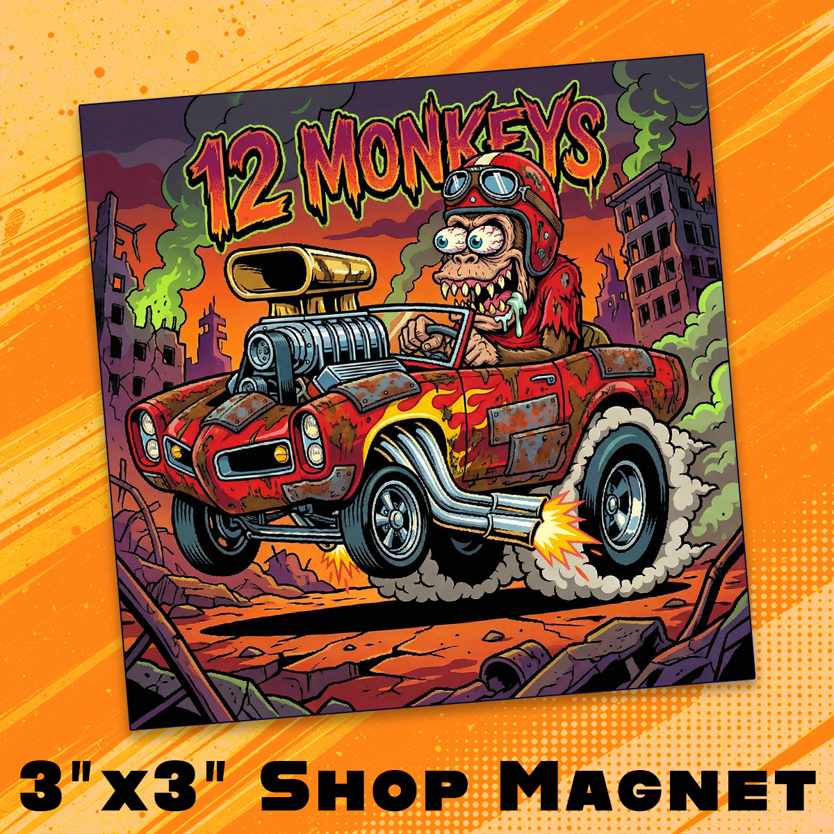 12 Monkey's 3x3 Premium Vinyl Magnet, Single