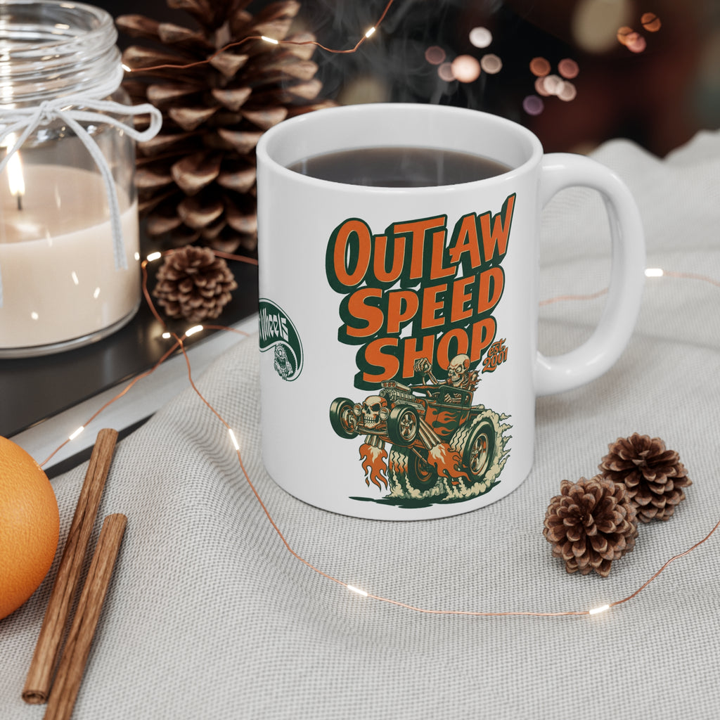 Outlaw Speed Shop, Snot Wheels Bone Rattler-Coffee Mug —11oz