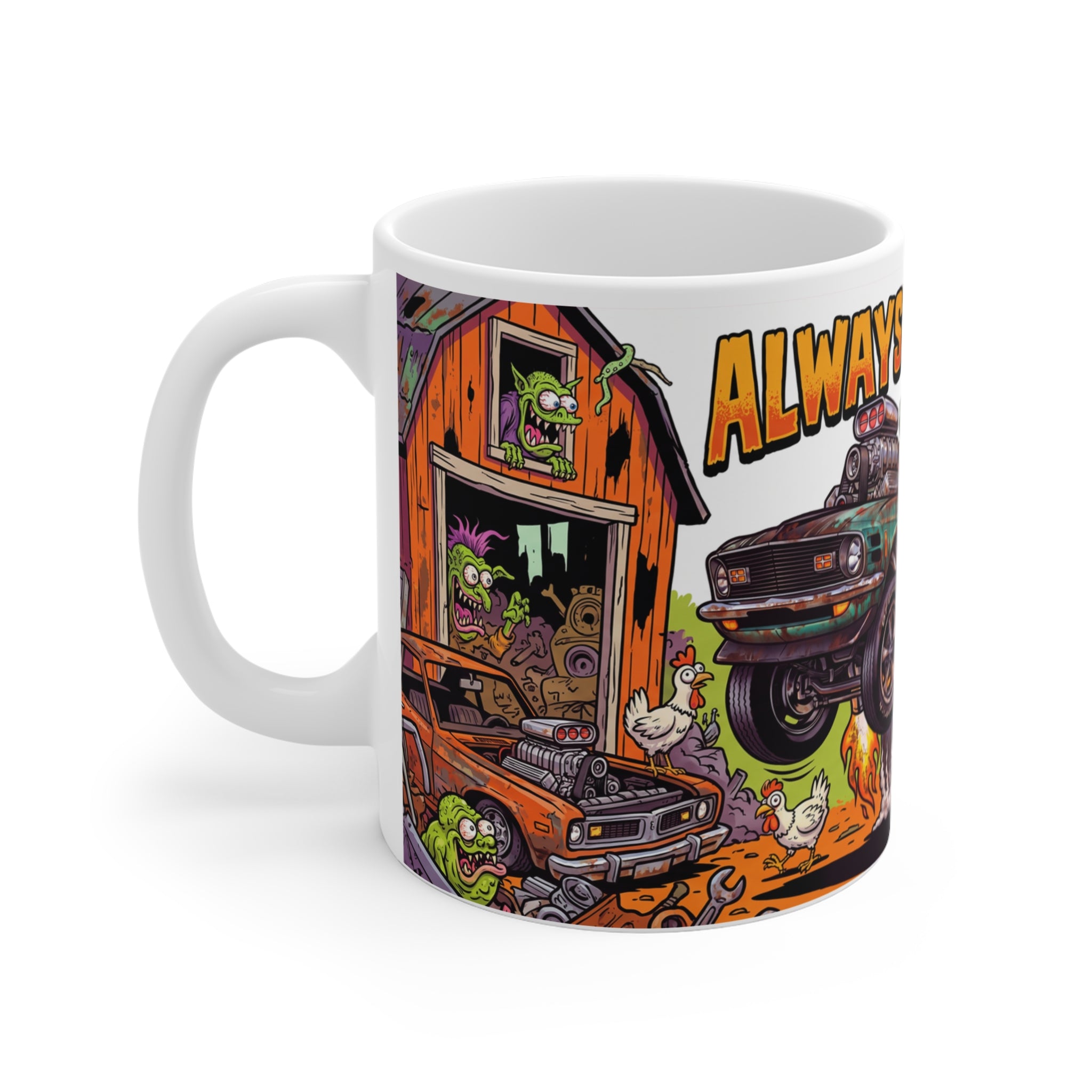 Barnyard Find Mustang Monster Rods Garage Coffee Mug —11oz