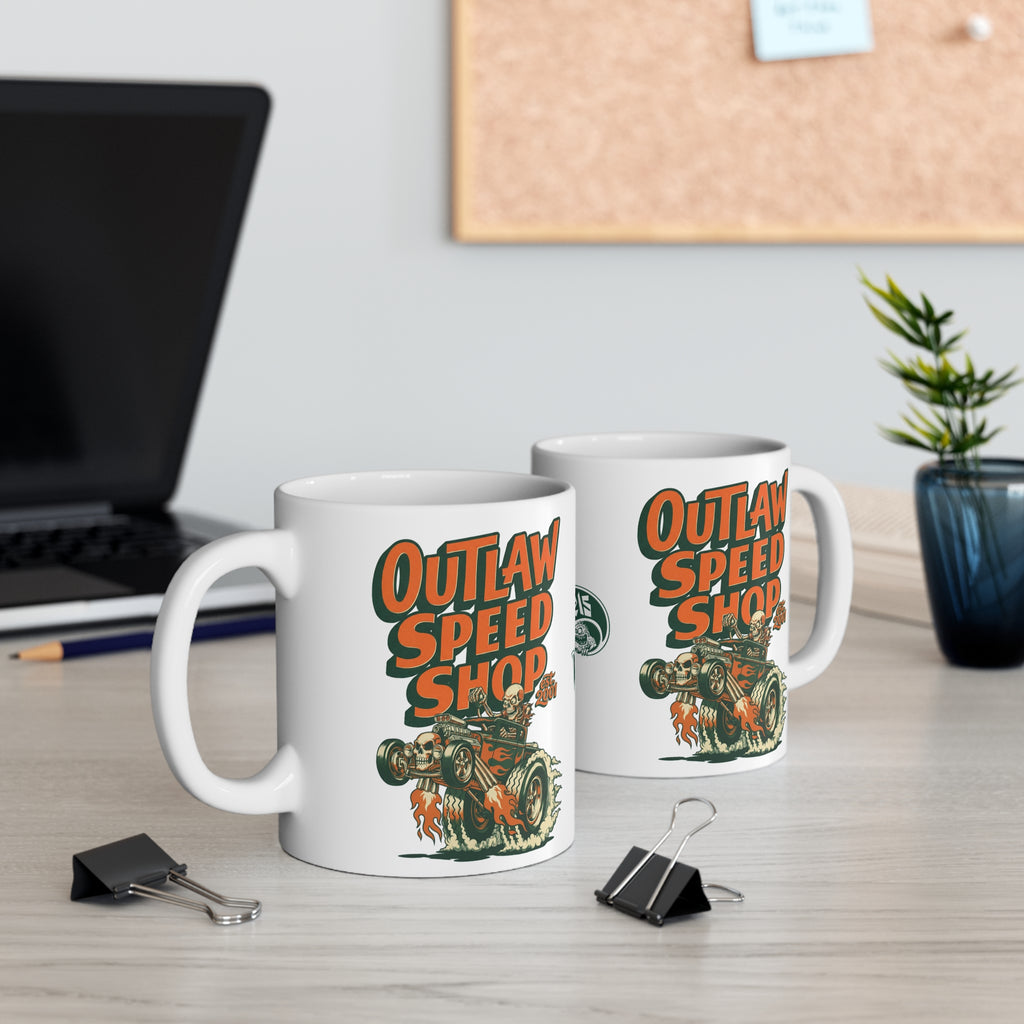 Outlaw Speed Shop, Snot Wheels Bone Rattler-Coffee Mug —11oz