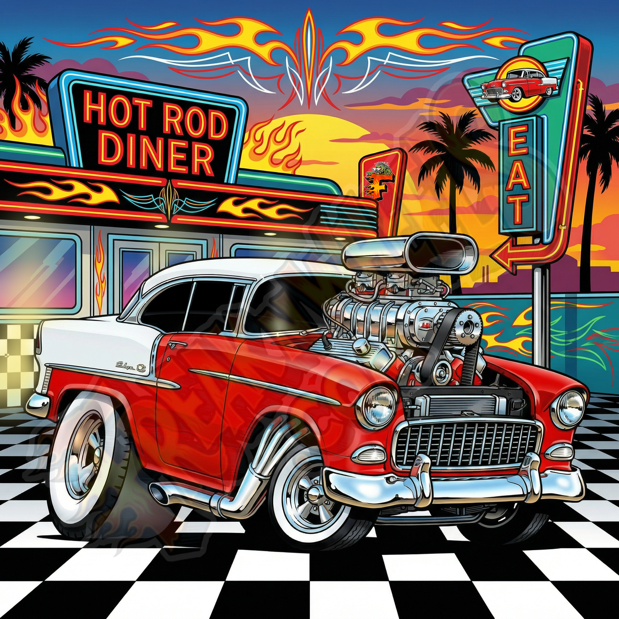 Drive-In '55 Custom 3x3 Premium Vinyl Magnet, Single