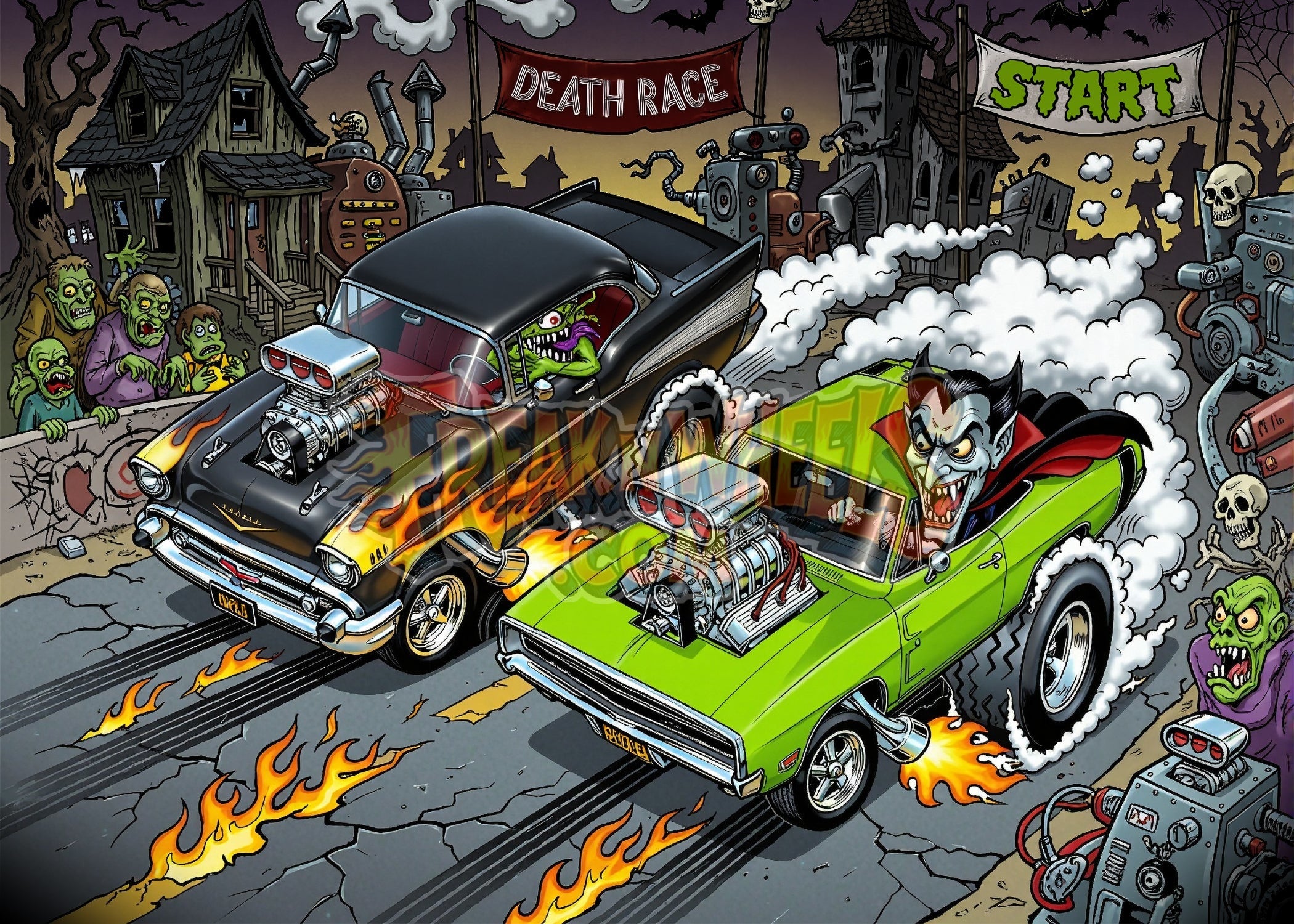 Monster Hot Rod Art | Kustom Kulture Poster | Drag Racing | Garage Wal ...