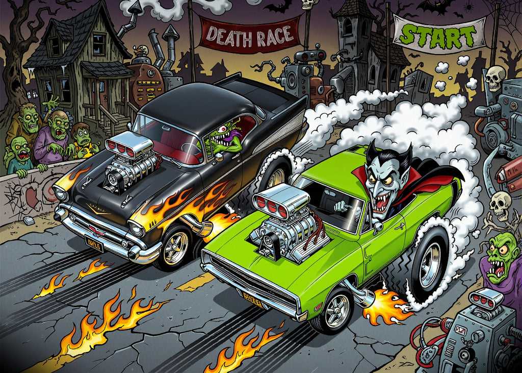 Monster Hot Rod Art | Kustom Kulture Poster | Drag Racing | Garage Wall Art