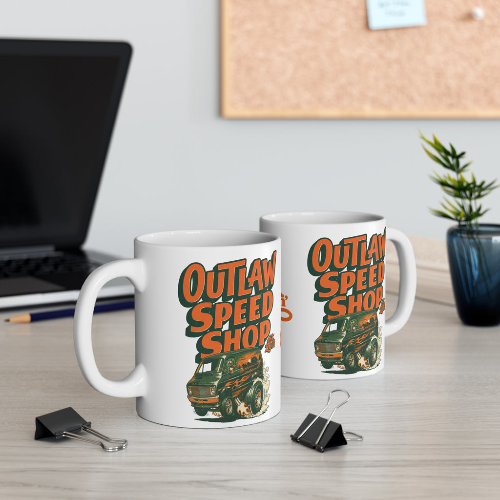 Outlaw Speed Shop, Vannin', Tooned-Coffee Mug —11oz