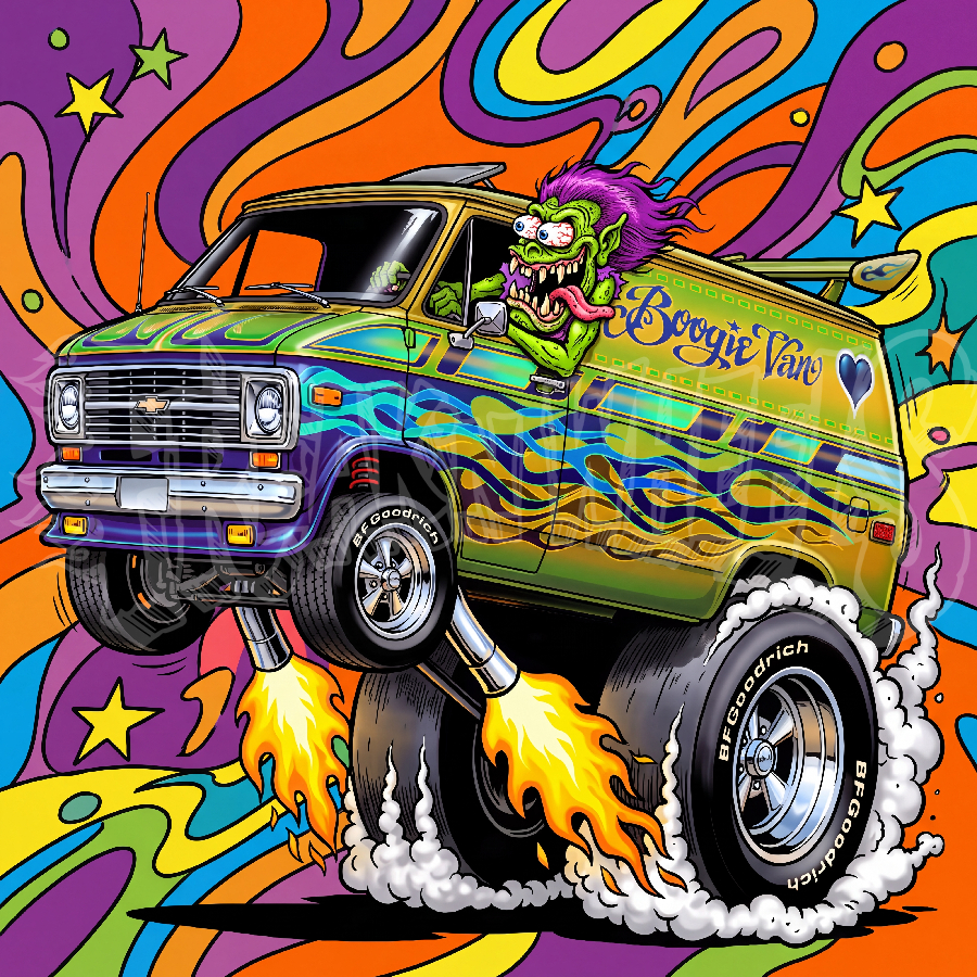 Boogie Van Custom 3x3 Premium Vinyl Magnet, Single