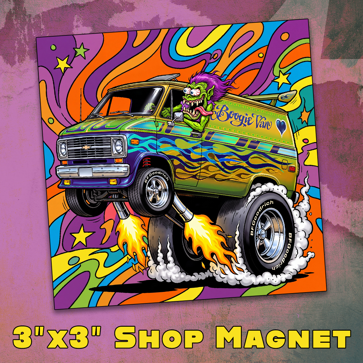 Boogie Van Custom 3x3 Premium Vinyl Magnet, Single