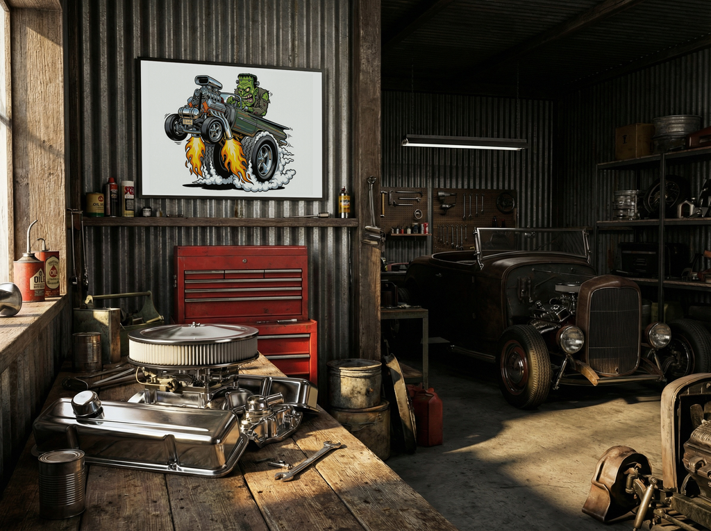 Freak'n Wheels Digital Download | El Jefe | Kustom Kulture Poster | 6 Sizes Included | Garage Wall Decor