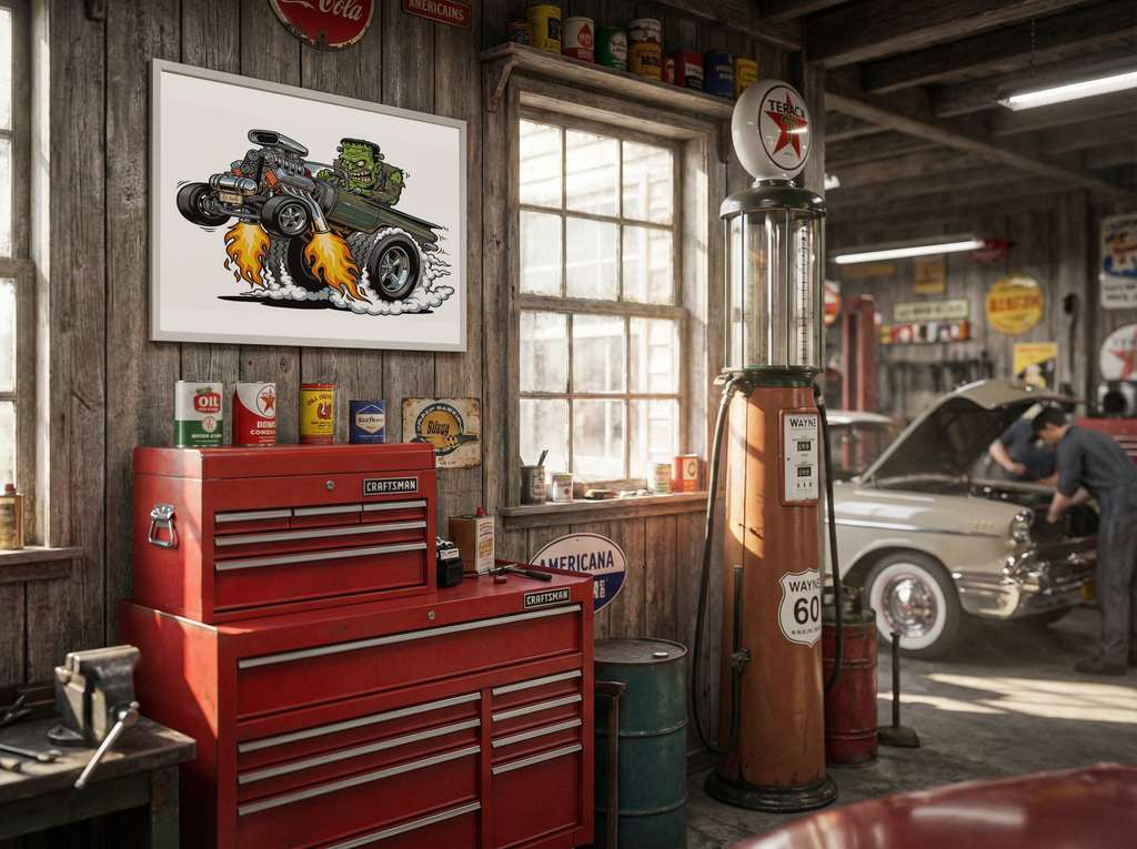 Freak'n Wheels Digital Download | El Jefe | Kustom Kulture Poster | 6 Sizes Included | Garage Wall Decor