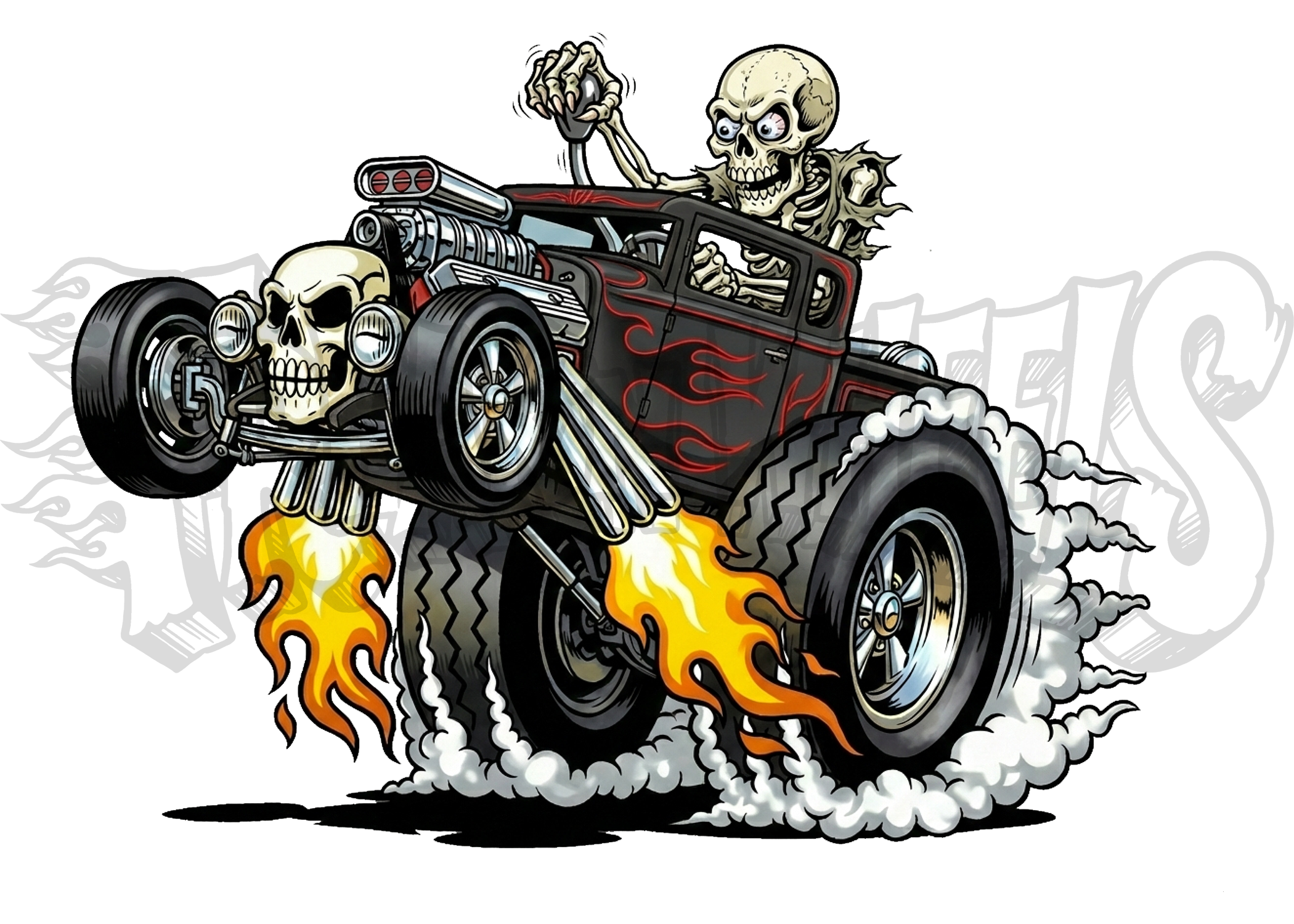 Rattling Bones | Freak'n Wheels Digital Download | Kustom Kulture Poster