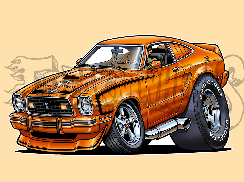 Tooned 77 Mustang II Cobra Car Vinyl STICKER