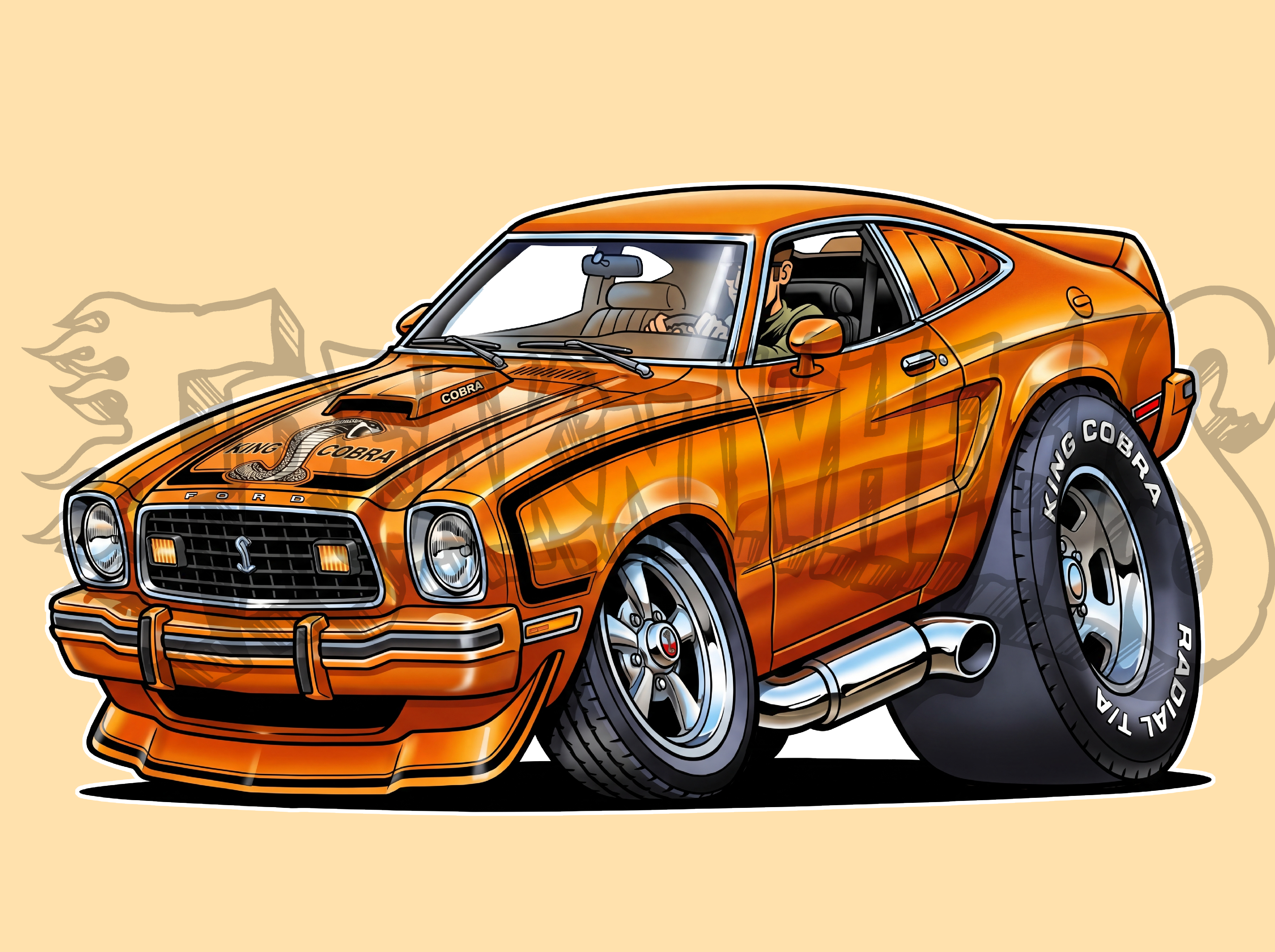 Tooned 77 Mustang II Cobra Car Vinyl STICKER
