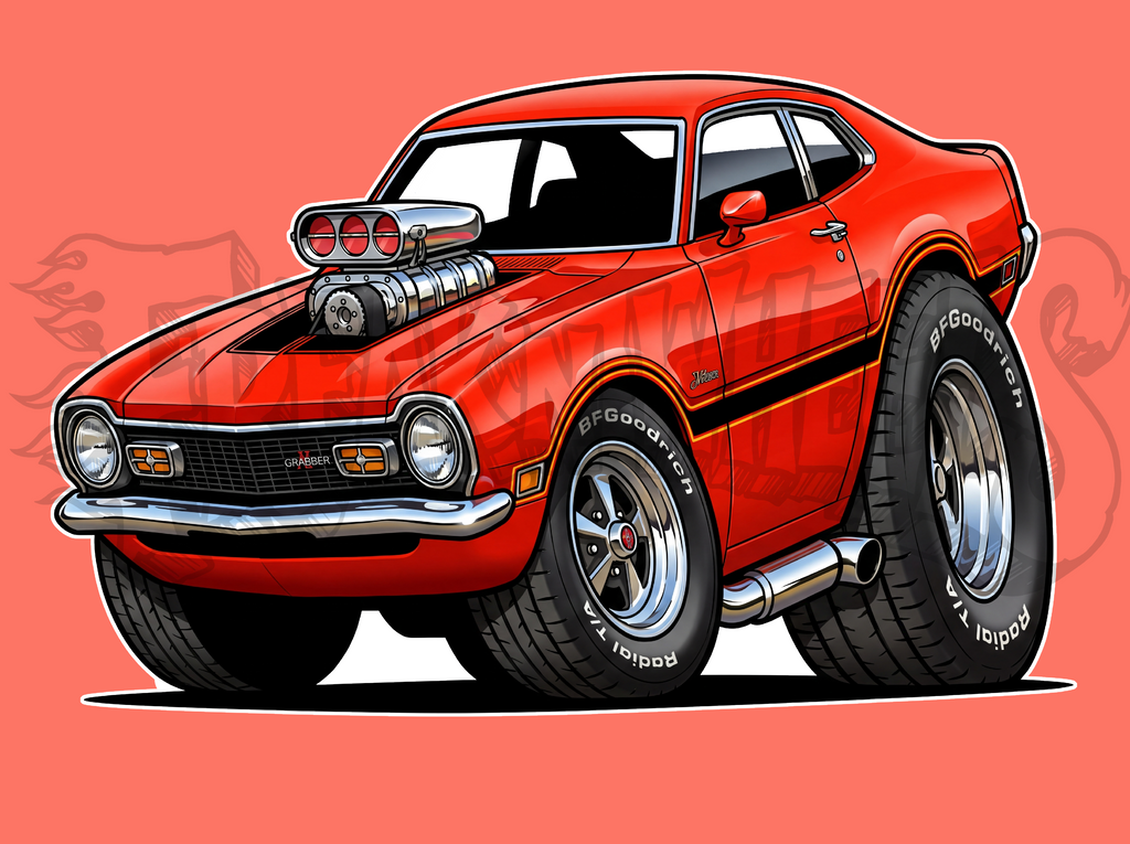 Tooned Ford Maverick Car Vinyl STICKER