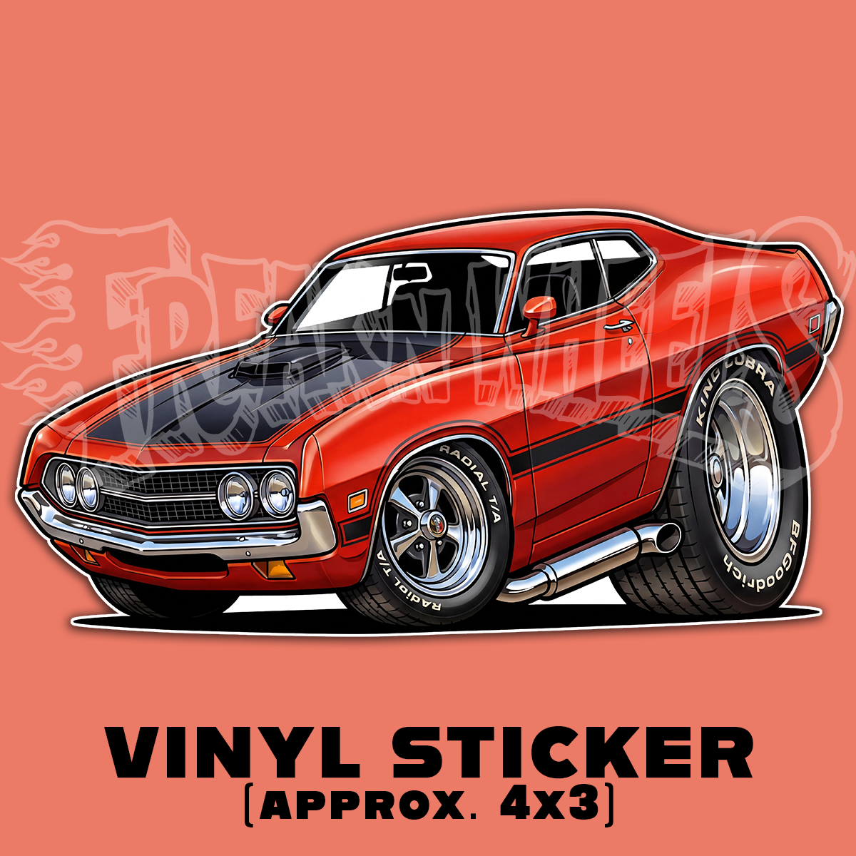 Tooned Ford Torino Car Vinyl STICKER