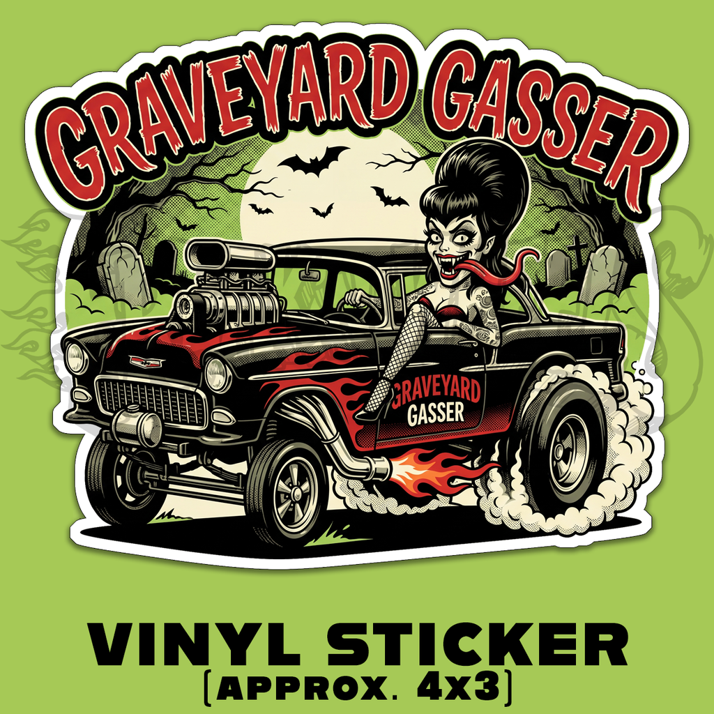 Graveyard Gasser Pin Up,  Vinyl STICKER